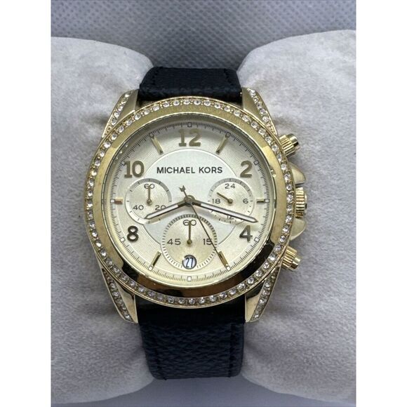 Michael Kors Blair MK5166 Women's Black Leather Analog Dial Quartz Watch JNA831 - Picture 1 of 11